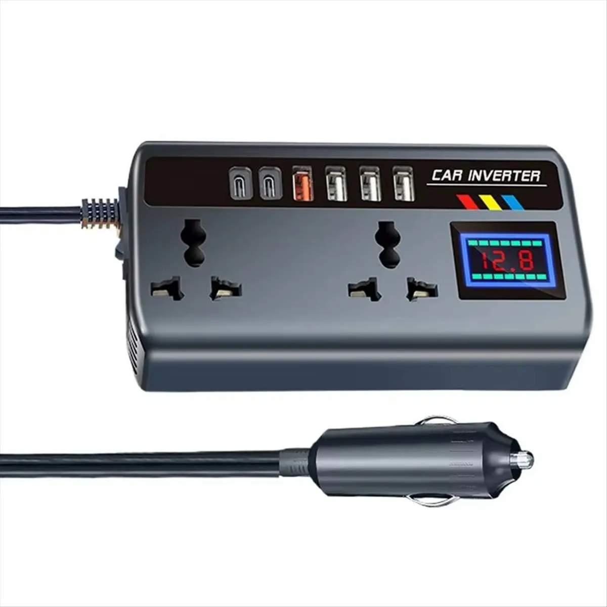 A72Z Car Inverter Converter 12V/24V to 220V Fast Charging Ports Portable Automotive Charger Inverter 3 USB Ports Inverter