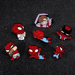 Marvel Superhero Spiderman Funny Badge Cute Cartoon Enamel Pins Jewelry Spider Man Creativity Brooch for Clothing Accessories