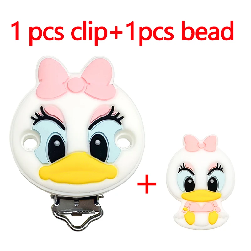 2 Stück/Set Silikon Cartoon Tier Schnullerclip Beißperle DIY Schnullerkette Schmuckzubehör