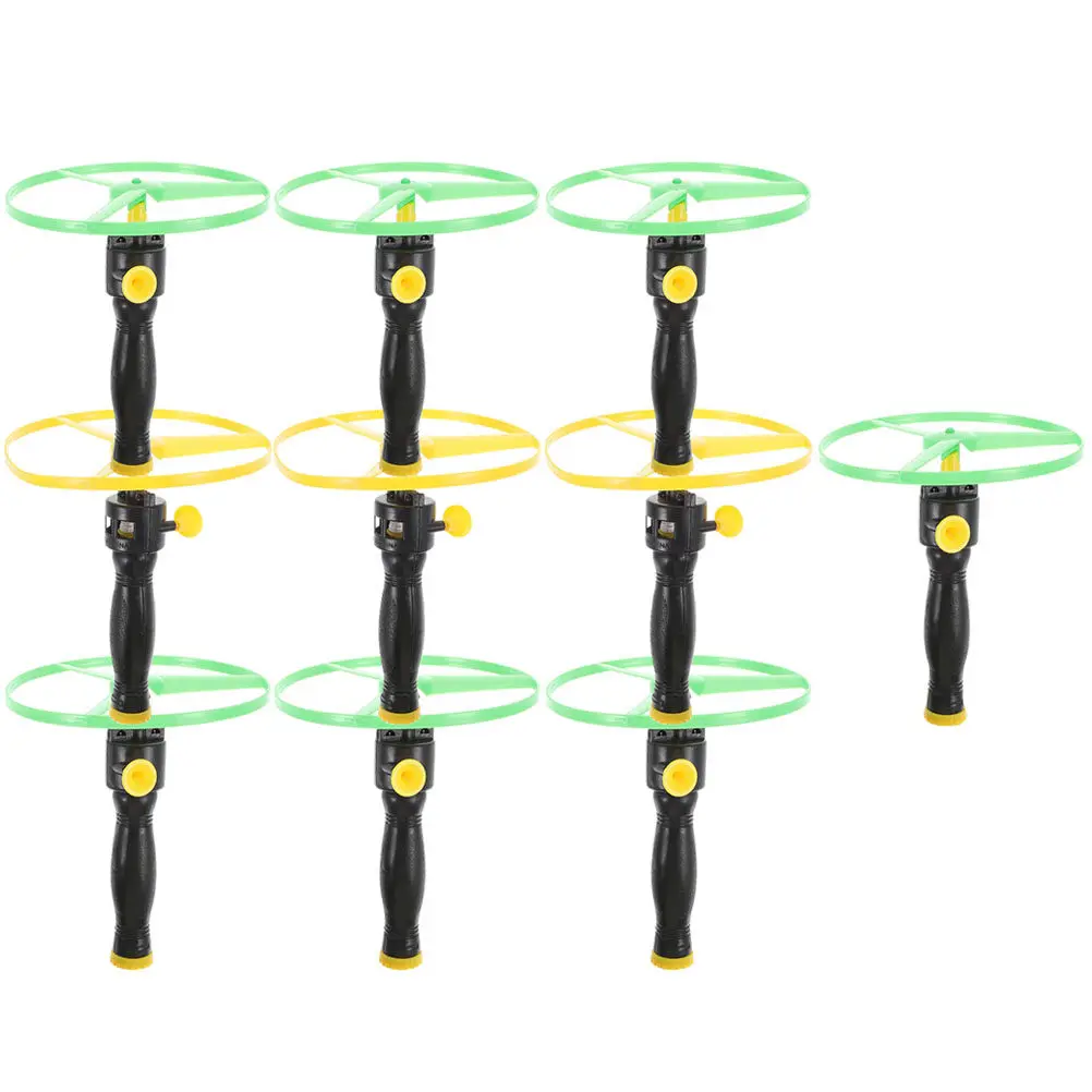 10Sets Pull String Flying Disc Launcher Set for Learn Flight Control Gravity Motor Skills Outdoor Playground Party Favor