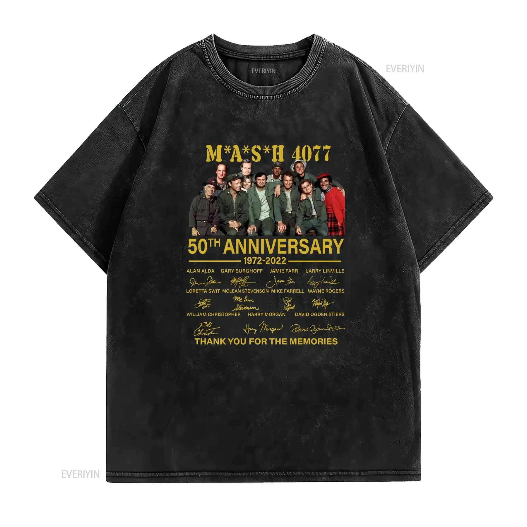 Mash 4077 50th Anniversary T Shirt vintage Washed Versatile Top For Everyday Wear homme Slightly Stretched graphic Comfortable
