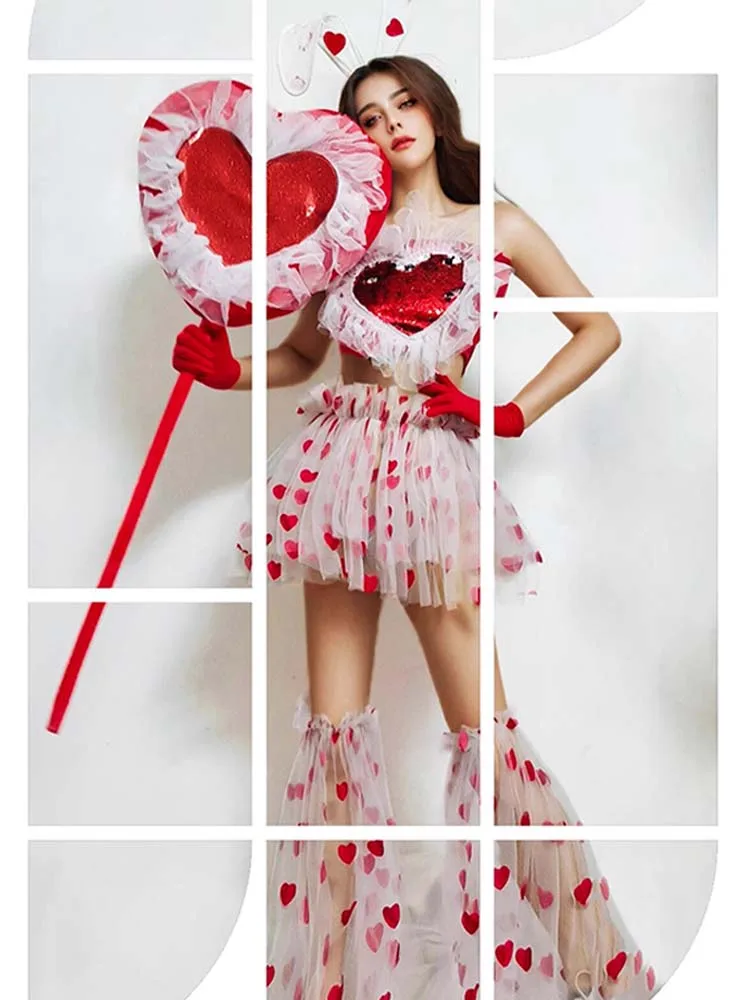 Valentine\'s Day Gogo Dancer Costume Adult Clubwear Nightclub Dj Performance Outfit Carnival Festival Party Rave Clothing VDL1167