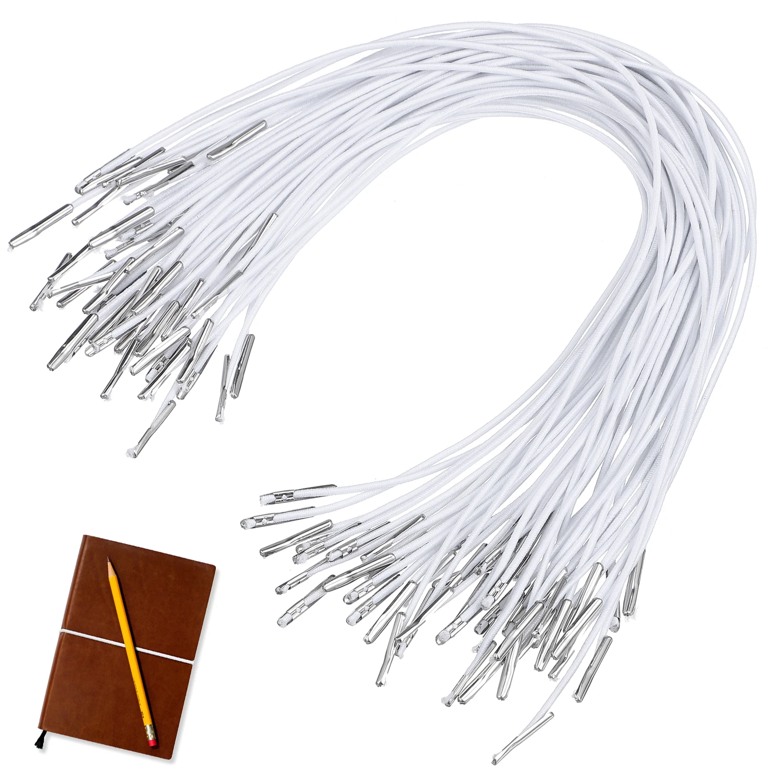 

50pcs Elastic Barbed Cords for Hats Masks Crafting Binding Projects Metal Barb Ends Smooth Latex Yarn Hanging Items