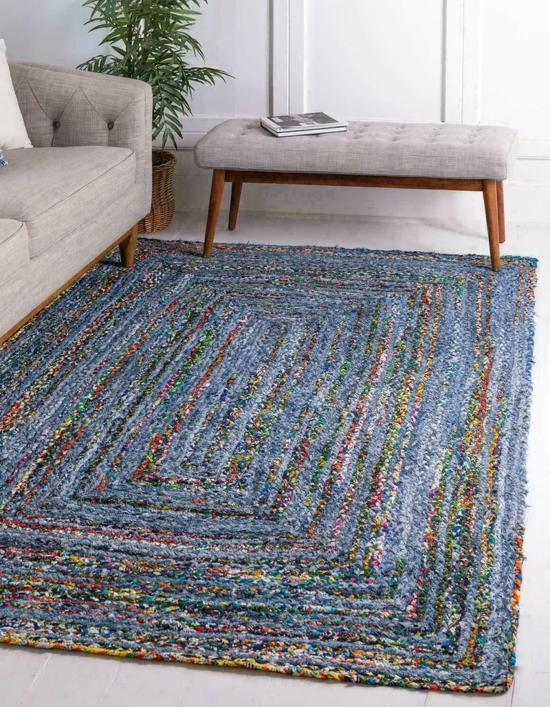 

Rug Denim 100% Natural Braided Style Rug Reversible Modern Rustic Look Area Rug