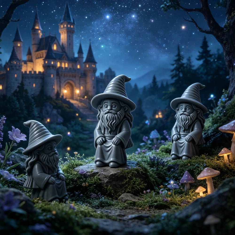 Mini Wizard Figurine 3D Printed Sitting Magician Miniature Statue Cute Edge Sitter Ornaments Home Office Monitor Shelf Art Decor