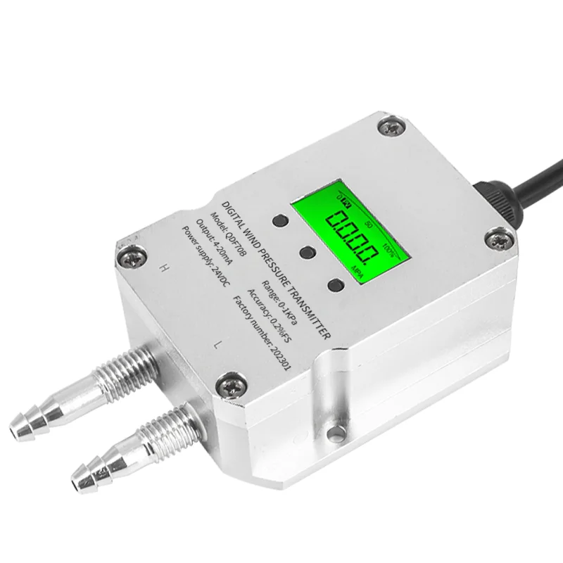 Transmissor de pressão de ar industrial, sistema hvac, display lcd-30-300kpa, micro transmissor digital de pressão diferencial de gás eólico