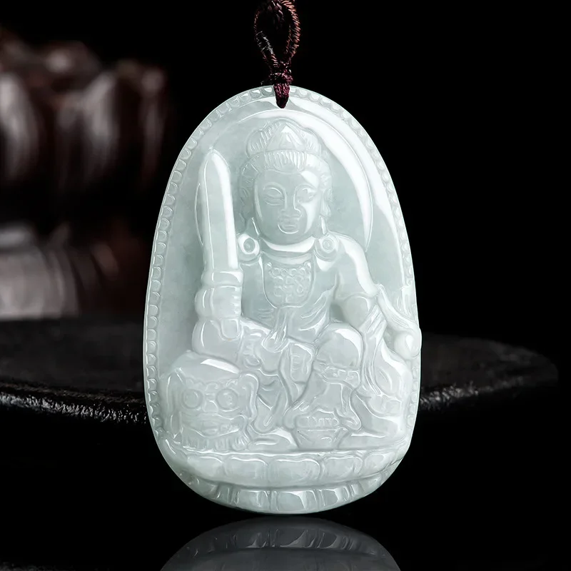 Natural Myanmar Jade Pendant Eight Guardian Gods Twelve Zodiac Guanyin Bodhisattva Charm Jewelry Gift for Men and Women