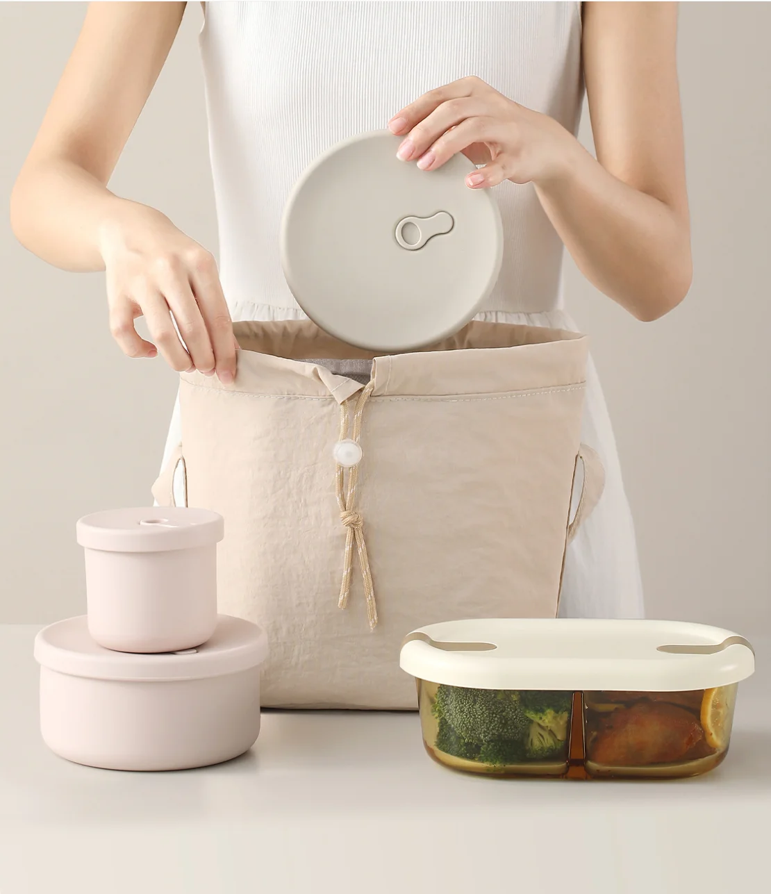 Isolierte Lunchbox-Tasche, tragbar, handgehalten, große Kapazität, Pendler-Lunchbox für Studenten, Büroangestellte – Detail 8