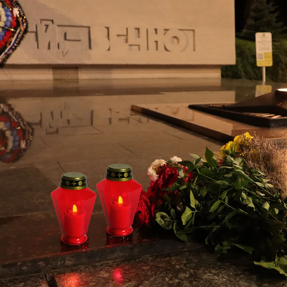 2 قطعة Led مقبرة ضوء مصابيح خارجية بالطاقة عديمة اللهب الشموع ديكور ل الكنيسة الصلاة حديقة ساحة الجدول