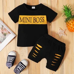 2PCS Summer Baby Boy Clothing Set Short Sleeve Letter Printing T-shirt+Shorts Sport Style Casual Suit for Toddler 0-3 Years