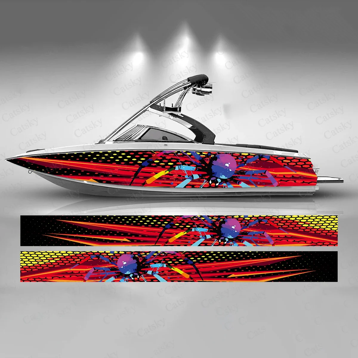 

Spider Colorful Abstract Gradient Interweaving Boat Sticker Vinyl Ship Pontoon Deck Boat Fishing Decorative Pontoon Boats Decal