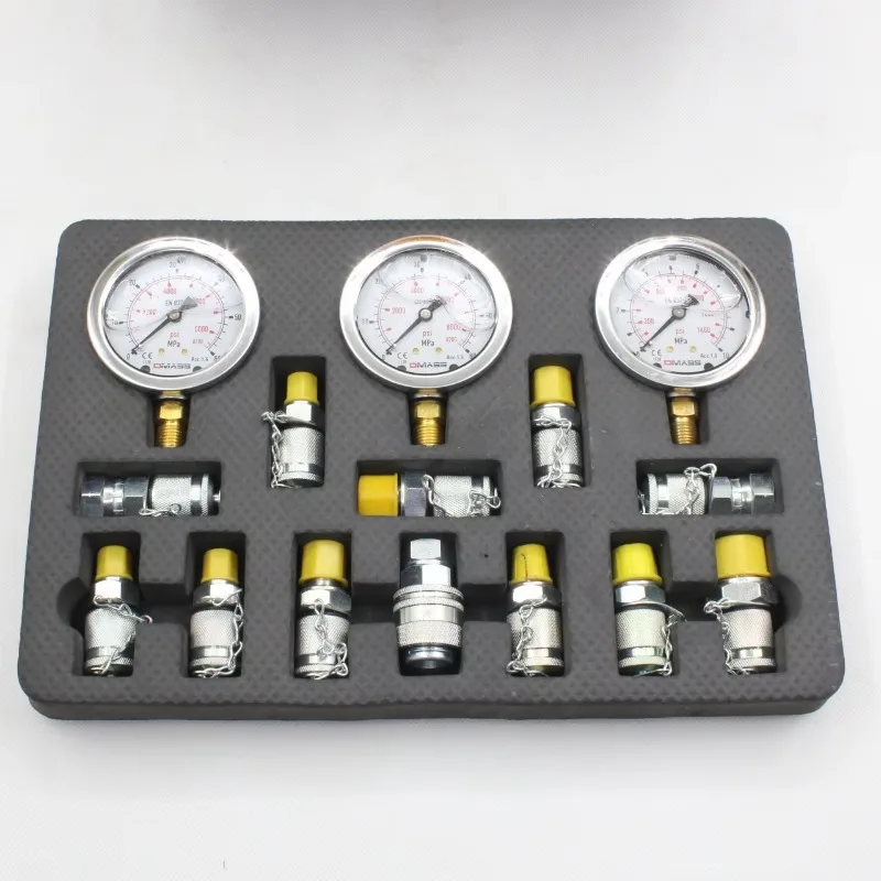 Hydraulic Pressure Test Kit with 5 Gauges 5 Test Hoses 13 Couplings and 14 Tee Connectors Pressure Gauge Kit Test Kit