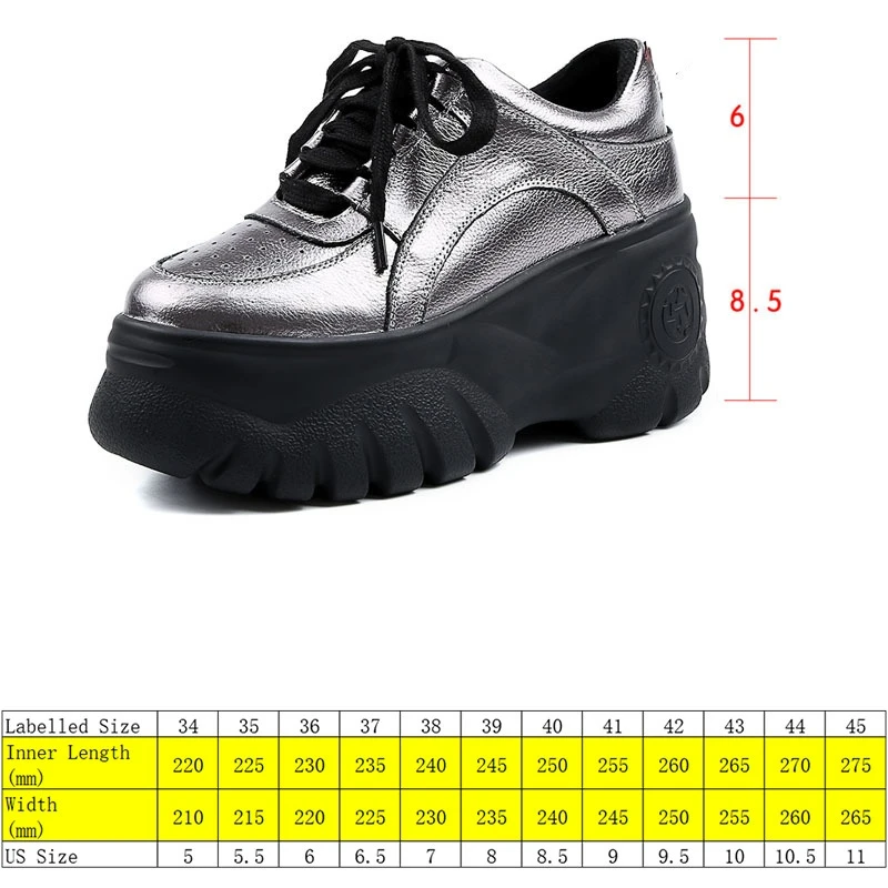 Fujin Genuine Leather 8.5cm Super Thick Sole Platform Women Shoes Chunky Sneakers Ins Za Women Vulcanized Shoes Sneakers