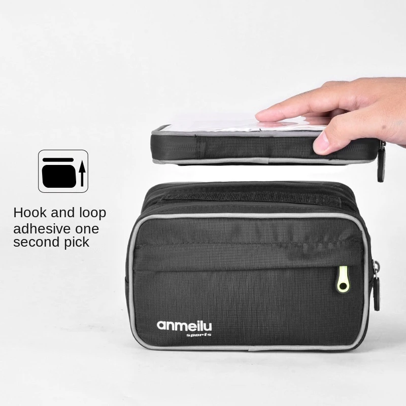 New ANMEILU 6.5 Inch Bicycle Frame Bag Mobile Phone Touch Screen Hard Shell Bicycle Front Beam Bag Mountain Bike Top Tube Bag