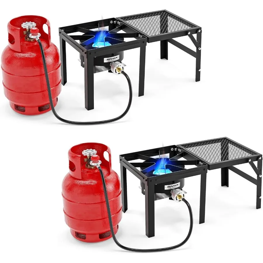 

100000 BTU Propane Stove with Foldable Side Shelf for Outdoor Cooking Single Burner Gas Stove with Regulator Ideal for Camping
