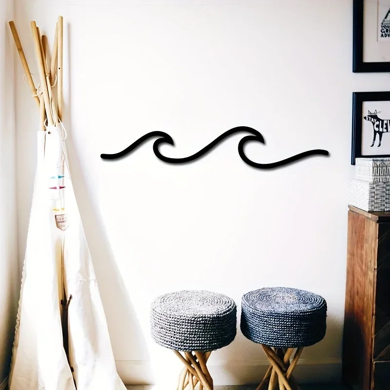 Metal Wave Art Sign home Decor Ocean Wave Wall Hanging Minimalist Lines Iron Crafts metal wall hanging for Bedroom Office Home D