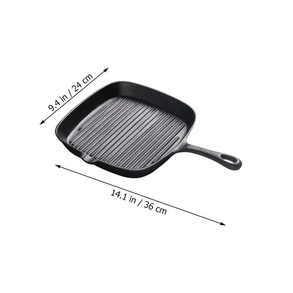 Pans Steak Skillet Square Iron Non-stick Stripe Frying Steak-Frying Cast Uncoated