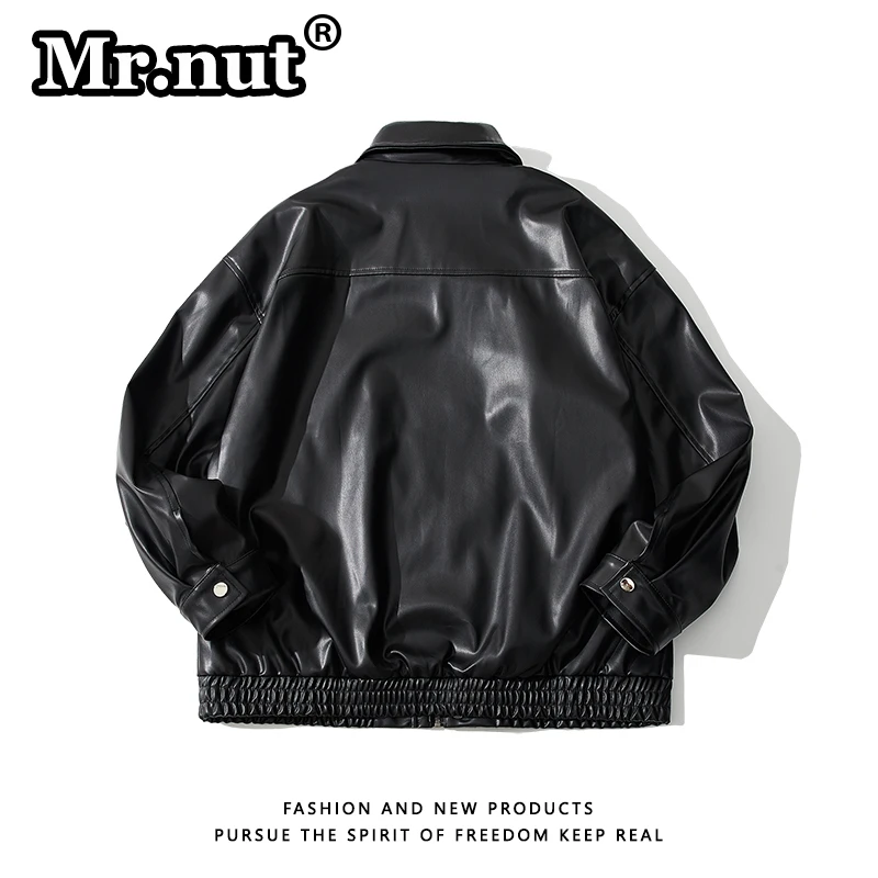 Mr.nut Leather Biker Bomber Jacket abbigliamento moto da uomo Smooth Soft Texture PU Aviator giacche uomo autunno cappotto militare