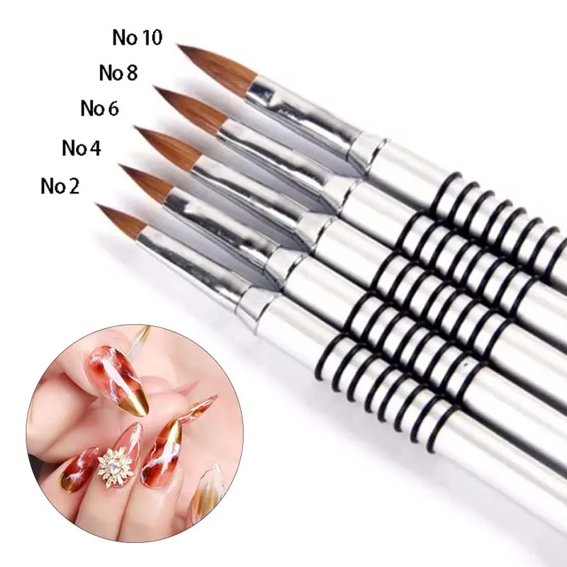 2#4# 6#8#10#  Kolinsky Sable Acrylic Brush Painting Flower Nail Art Brush DIY Nail Carving Powder Gel Drawing Rhinestone Pen