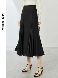 SENTUBILA Black Mermaid Skirts for Women 2024 Spring Summer Elegant Fashion Elastic Waist Midi Skirt Womans Clothing 141Q53702