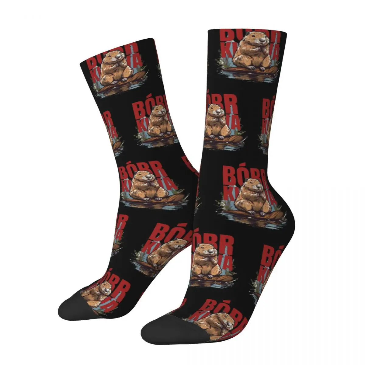 

Hip-hop Kurwa Bobr Bober Beaver Boberek Basketball Socks Polyester Middle Tube Socks for Unisex