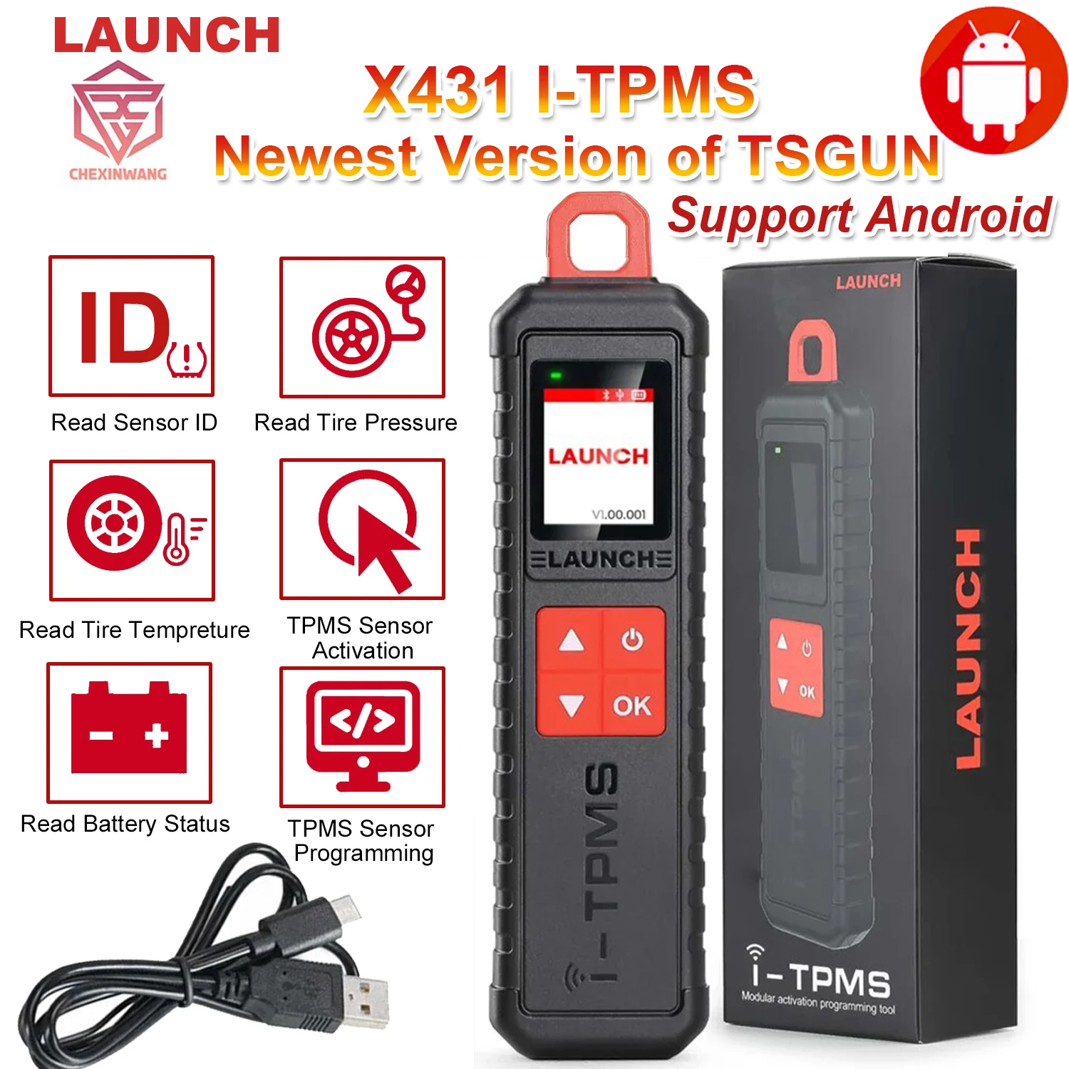 

LAUNCH X431 I-TPMS Tire Pressure Detector Handheld X-431 TSGUN Sensor Activator Learning Programming Car Diagnosis Tool