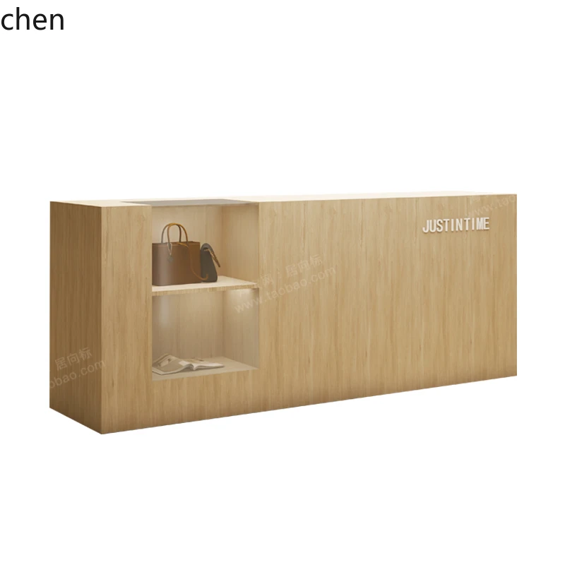 HT premium sense log color clothing store small bar checkout page reception solid wood