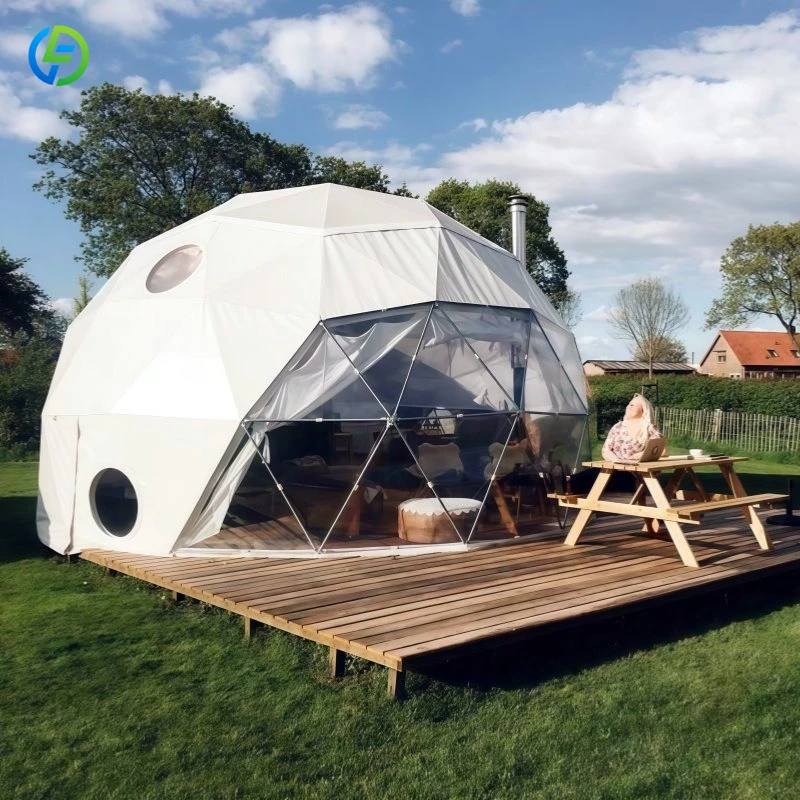 High Quality Durable Outdoor Hotel Resort PVC Transparent Round Canvas Geodesic Igloo Glamping Dome House Tent FL Customized