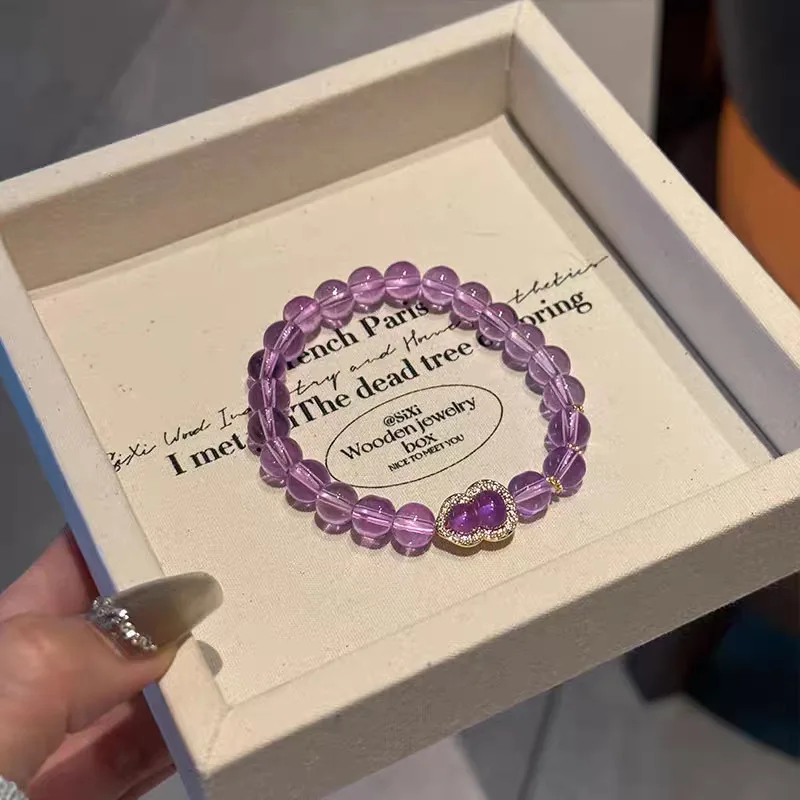 

Новый креативный браслет из бисера с аметистом для женщин, легкий роскошный фиолетовый кристалл, инкрустация бриллиантами, браслеты из тыквы, свадебные украшения, подарок
