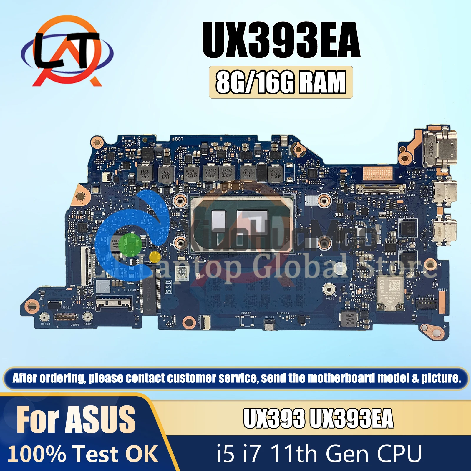 ZenBook S support asus laptop mainboard UX393EA motherboard ux393 ux393ea with cpu i5 i7 intel 11th 8G/16gb ram DDR4