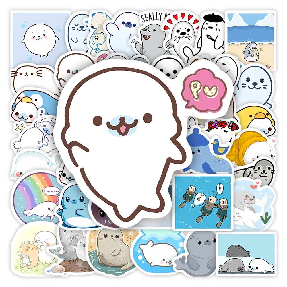 Kawaii Cartoon Seals Stickers Cute Sea Animals DIY Kids Toys Gift Decorative Decal for Scrapbook Laptop Phone Luggage Waterproof