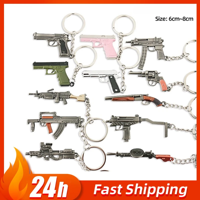 Colgante de periféricos de juego P90 S686 DP-28 Mini llavero de la serie de armas de juguete, modelos de armas de Metal, baratija, regalos pequeños exquisitos para niños