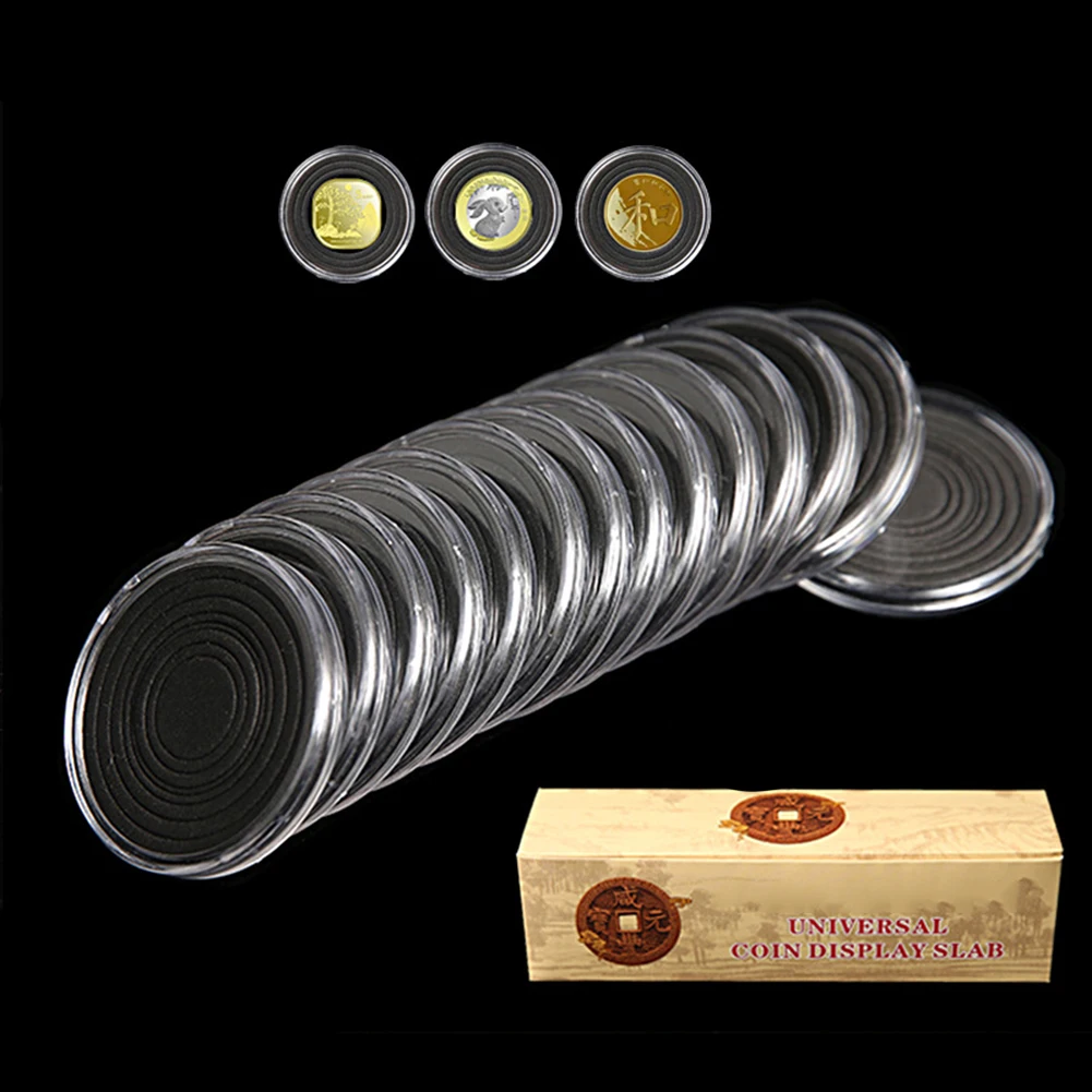 20Pcs Transparent Coin Storage Capsule with Adjustable Seal for 17mm 25mm 30mm 35mm 40mm 46mm for Collector Use