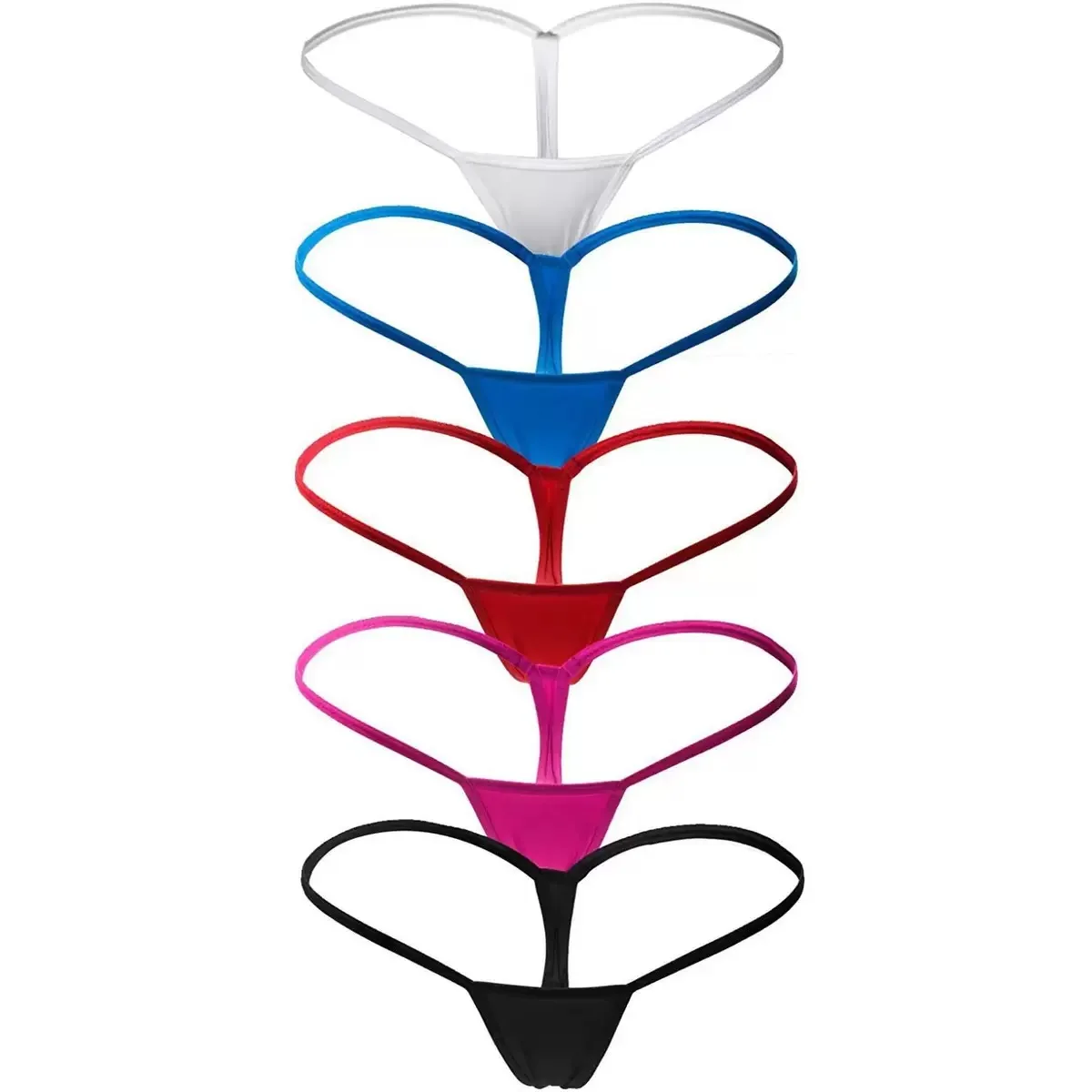 Women's Sheer Transparent G-string Thong, Two-tone Design Low Rise Mini Thin Straps Intimate Underwear