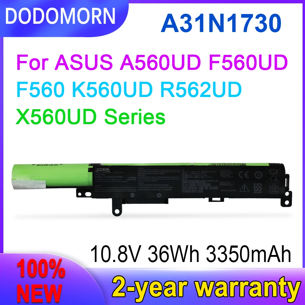 

DODOMORN New Asus VivoBook A31N1730 Battery For ASUS A560UD F560UD F560 K560UD R562UD X560UD Series High quality