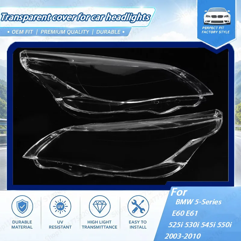 For BMW 5-Series E60 E61 525i 530i 545i 550i 2003-2010 Car Headlight Cover Cap Headlamp Shade Head Lamp Headlight Lamp Cover
