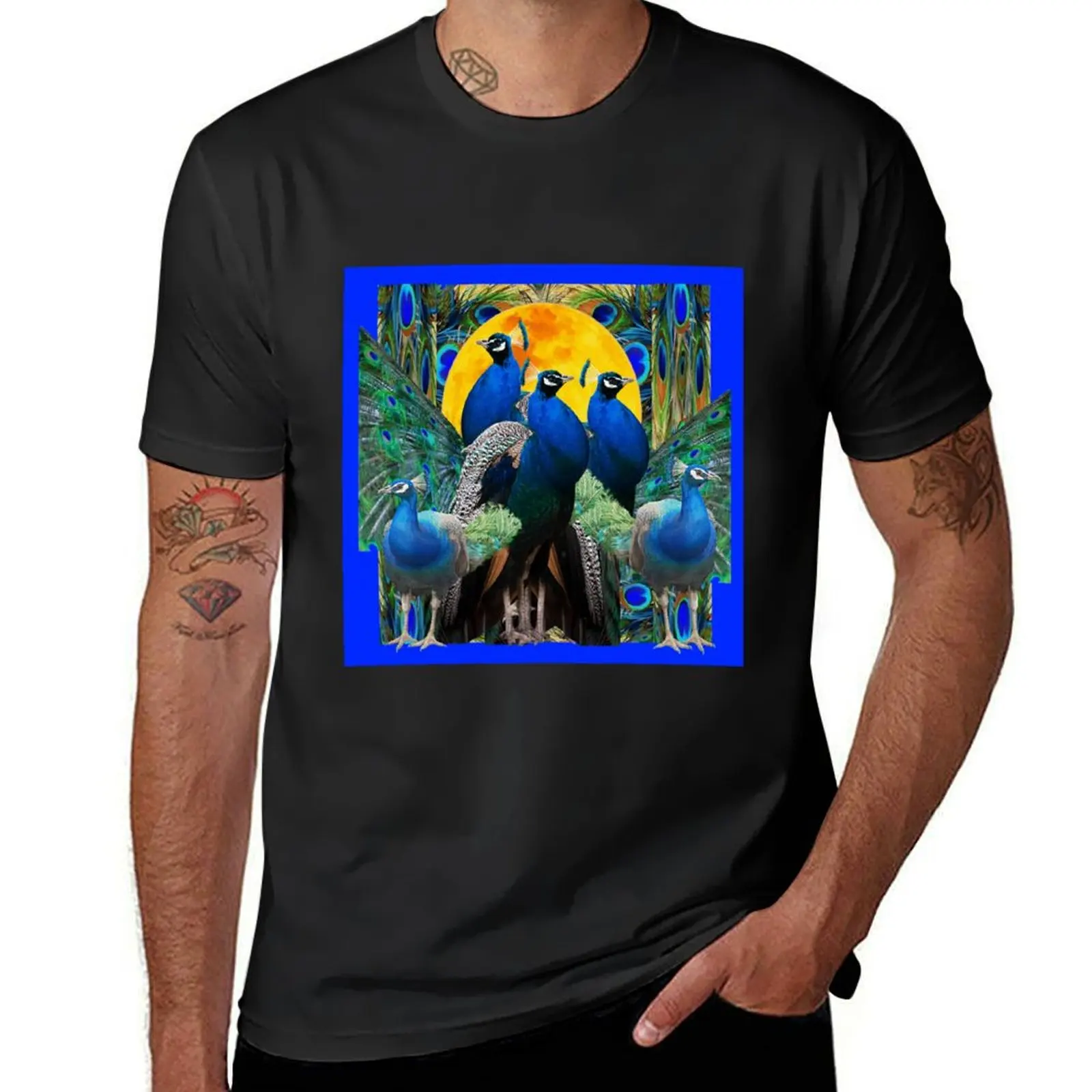 BLUE PEACOCK FAMILY MOON ABSTRACTED ART T-Shirt shirts graphic tees customs design your own mens graphic t-shirts anime