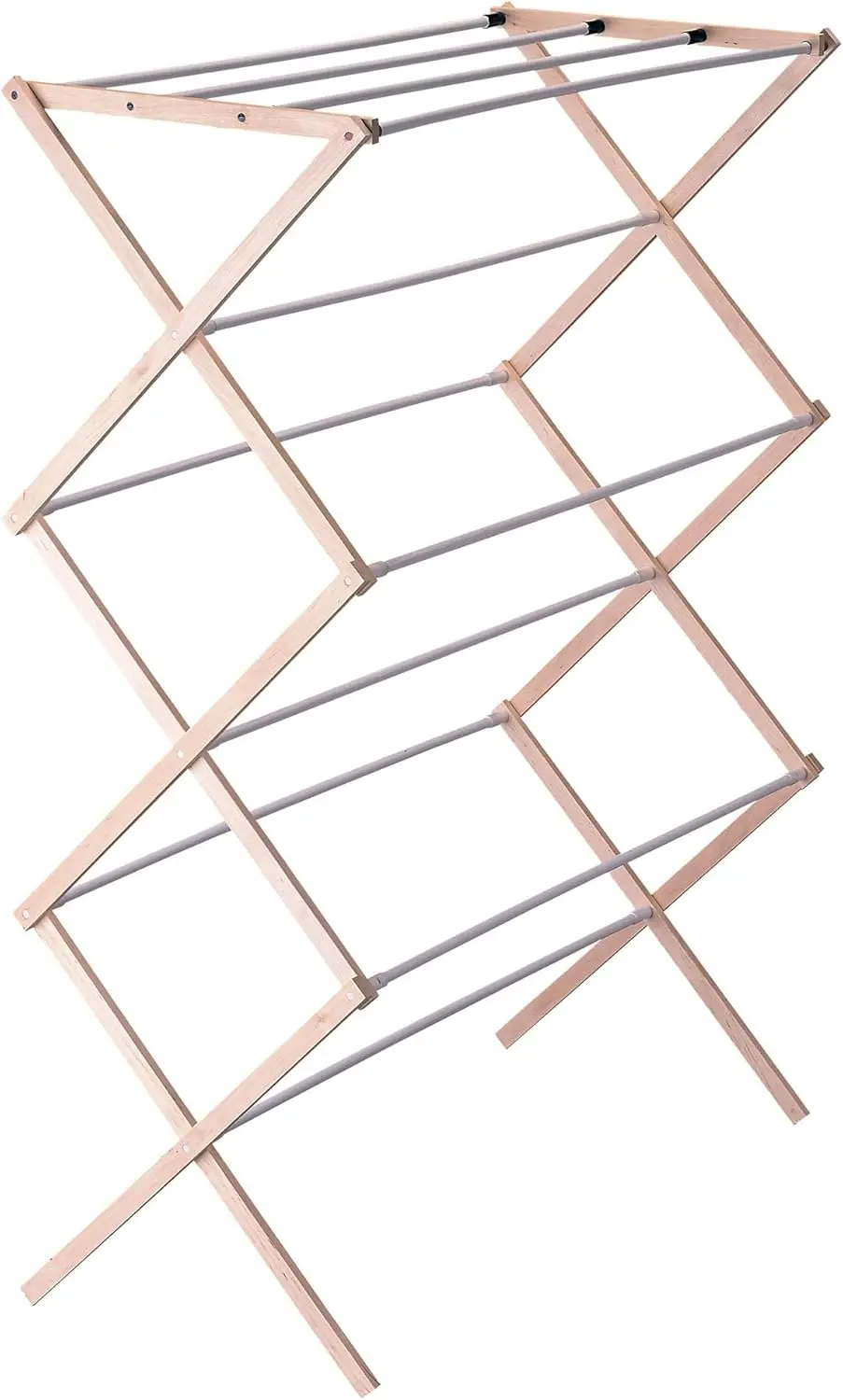 

Folding Wooden Clothes Drying Rack – Collapsible Laundry Stand, Pre-Assembled for Easy Use at Home or Balcony