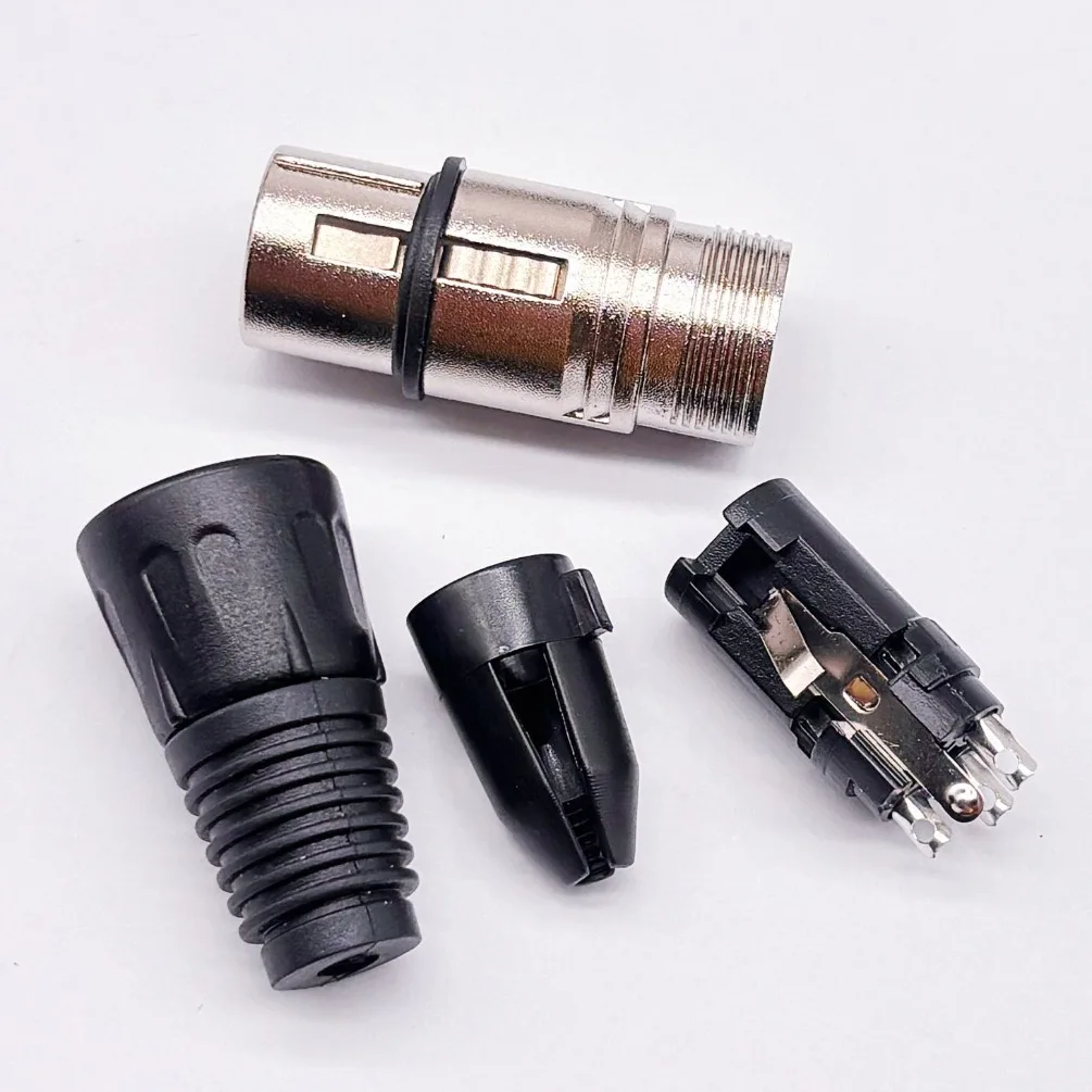 XLR 3 \Pin Male Female Audio Cable Plug Connector, Durable Cannon MIC Cable Terminal  Professional Microphone Connector