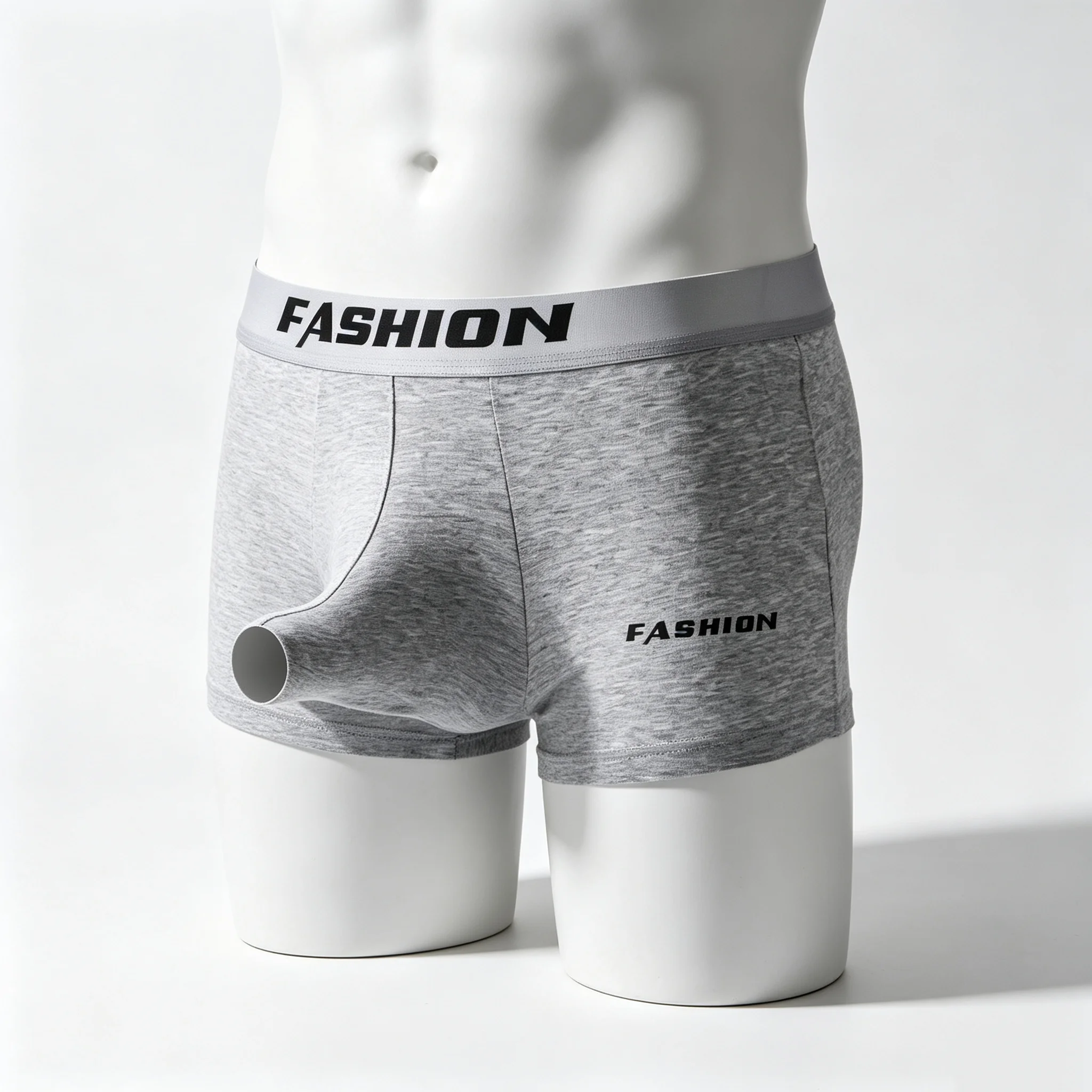 Men's Cotton Boxer Briefs with Open Elephant Nose Pouch Design, Breathable Sexy Trunk Underwear, Comfortable Men's Underwear