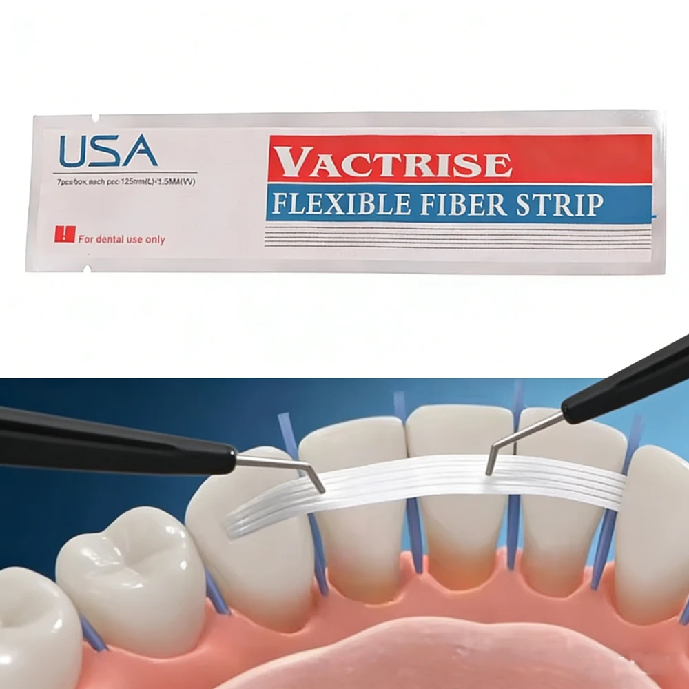 High Strength Flexible Fiber Strip for Dental Splinting Loose Tooth Stabilization and Light Activated Bonding
