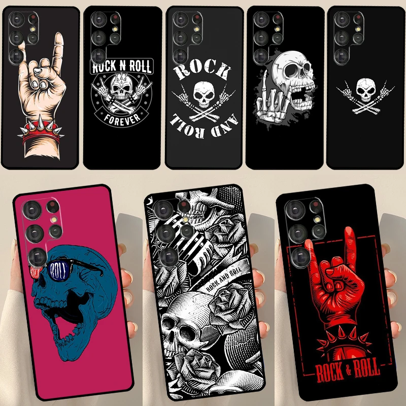 Rock and Roll Skull Case For Samsung Galaxy S23 S22 S21 Ultra S20 FE Note 20 Ultra S8 S9 S10 Note 10 Plus Cover