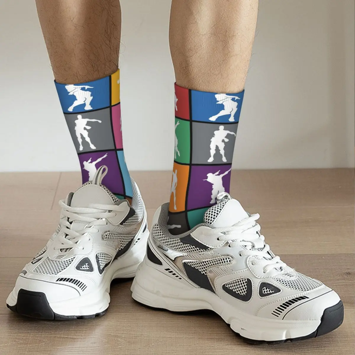 Battle Royale Victory Dance Rainbow LatejFunny Chaussettes Harajuku, Chaussettes longues toutes saisons, Accessoires pour cadeaux unisexes