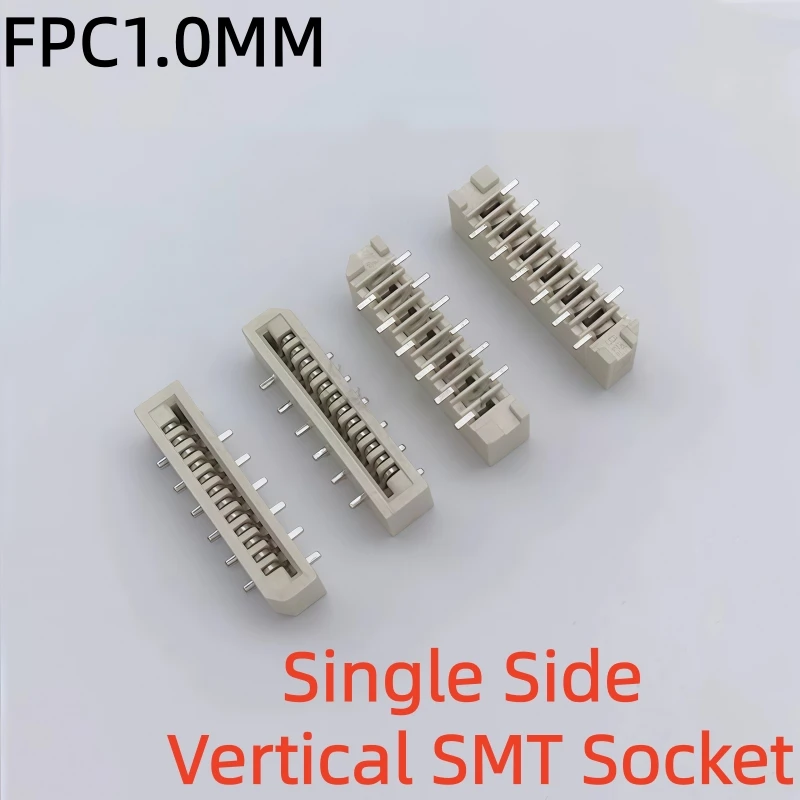 10PCS FPC FFC Connector 1.0mm Pitch Single Side Contact Vertical SMT Socket Non-ZIF No Lock FPC Flexible Flat Cable Connector