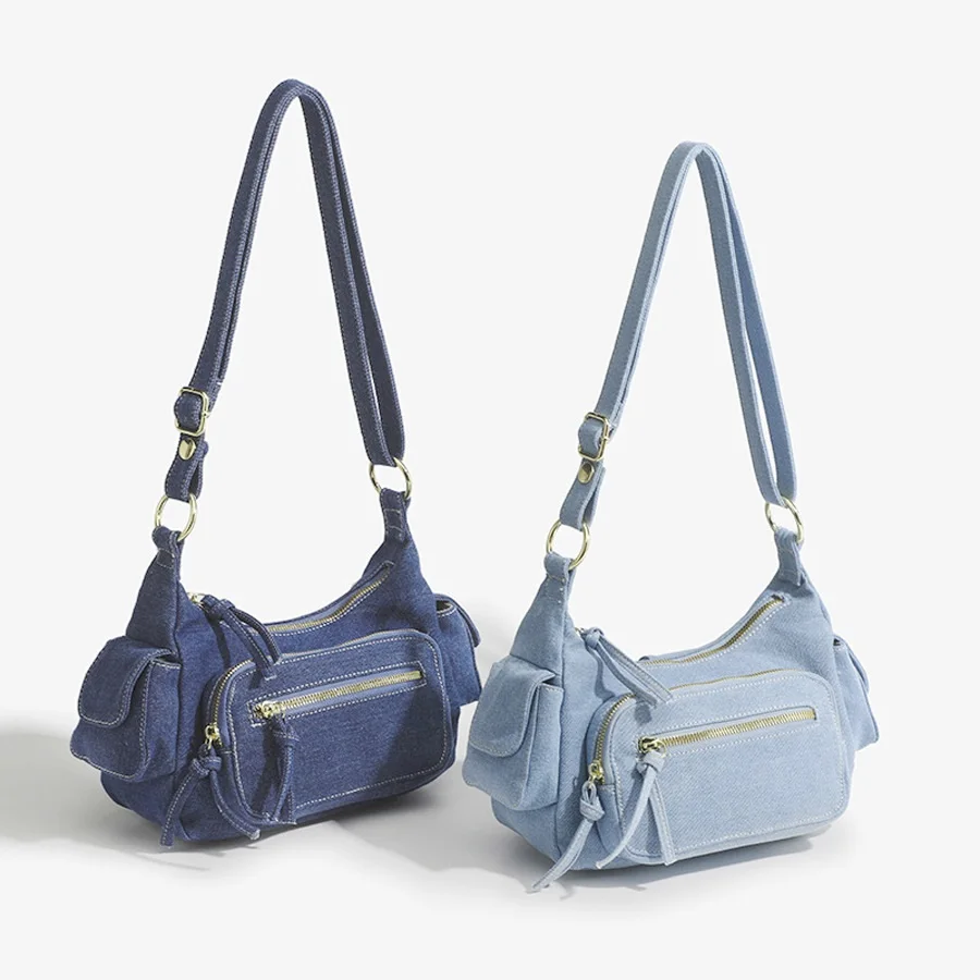 

Новая модная джинсовая женская сумка Y2K через плечо с бахромой, сумка-мессенджер, сумка-хобо, сумка-кроссбоди с карманами