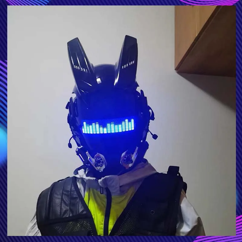 

Sci-Fi Mech Warrior Mask Cosplay Costumes Mask With Blue Screen Support App DIY Halloween Party Bar Prop Adult Cyber Punk Mask