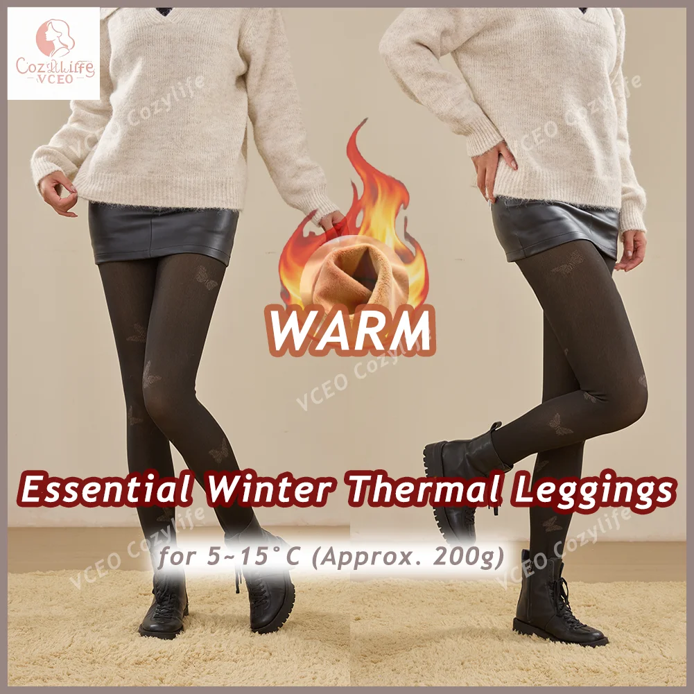 بنطال ضيق حراري مبطن بالصوف بنمط فراشة جديدة للنساء، لباس ضيق دافئ للتخسيس، 5-15 ° C مناسب لرياضات المكاتب المنزلية #2