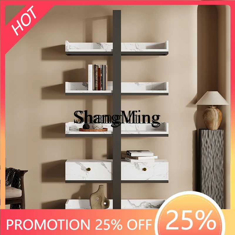

CL luxury stainless steel bookshelf floor-to-ceiling office shelf partition display rack multi-layer storage