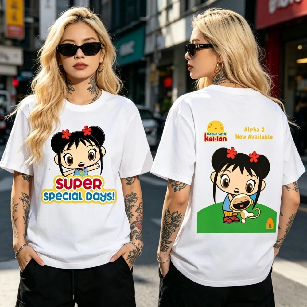 Camiseta de verano con estampado Kawaii de Ni Hao Kai-lan, camiseta de manga corta Unisex para padres e hijos, ropa de moda para mujer, ropa Y2k, camisetas de gran tamaño