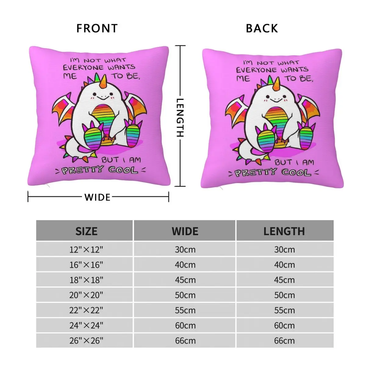 I Am Pretty Cool Potato Dragon Square Pillowcase Polyester Linen Velvet Pattern Zip Decor Pillow Case Room Cushion Cover